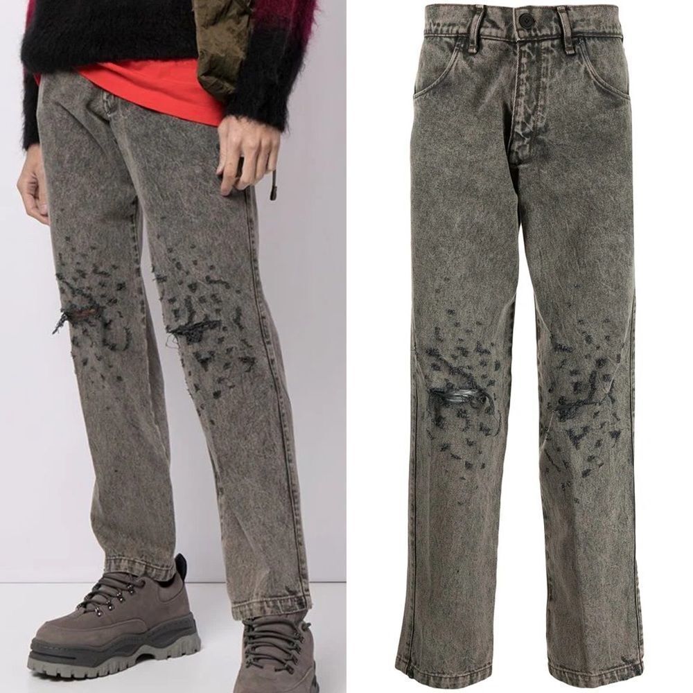 Liberal Youth Ministry Gray Distressed Jeans XL Acid Wash Grunge Denim
